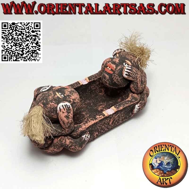 Posacenere coppia indigena, fatto a mano in terracotta