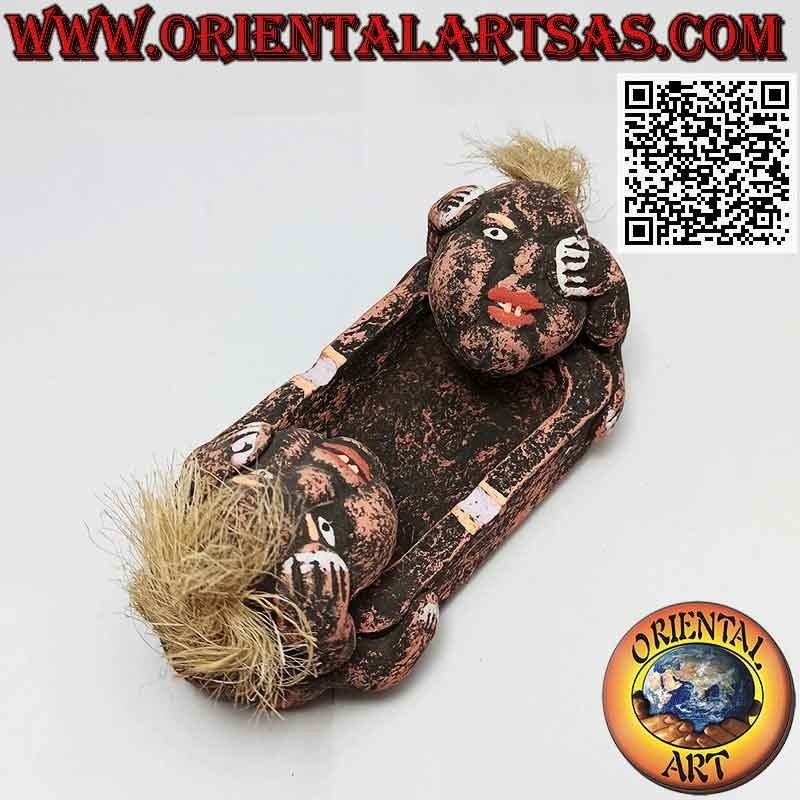 Posacenere coppia indigena, fatto a mano in terracotta