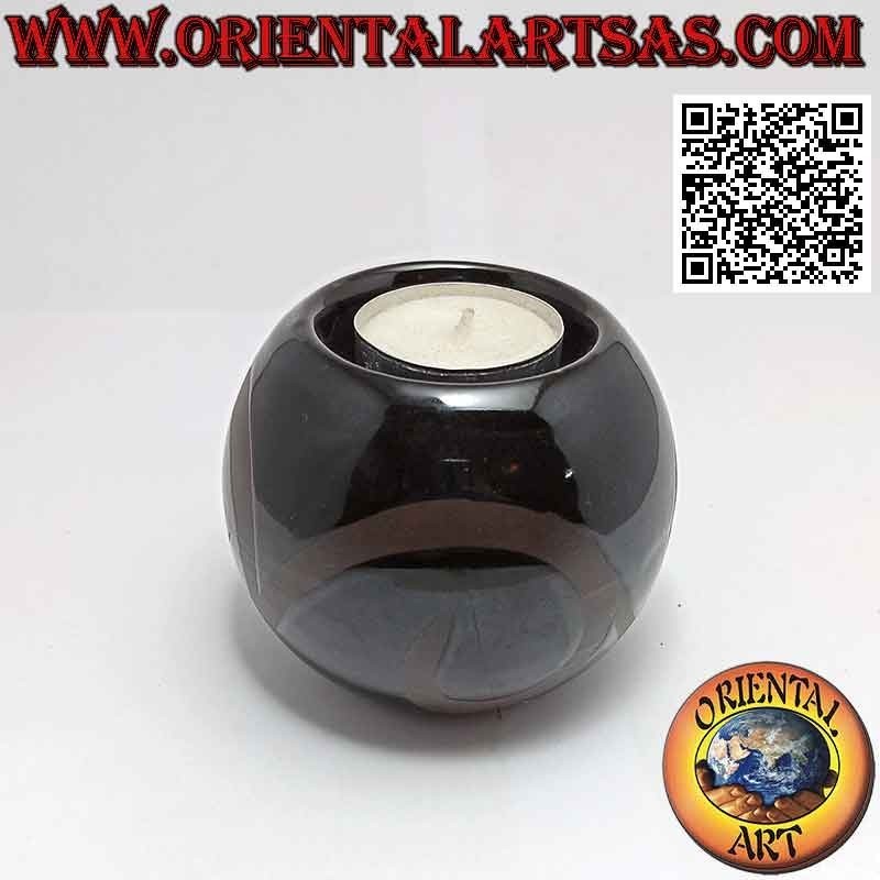 Portavelas esférico con vela de cerámica