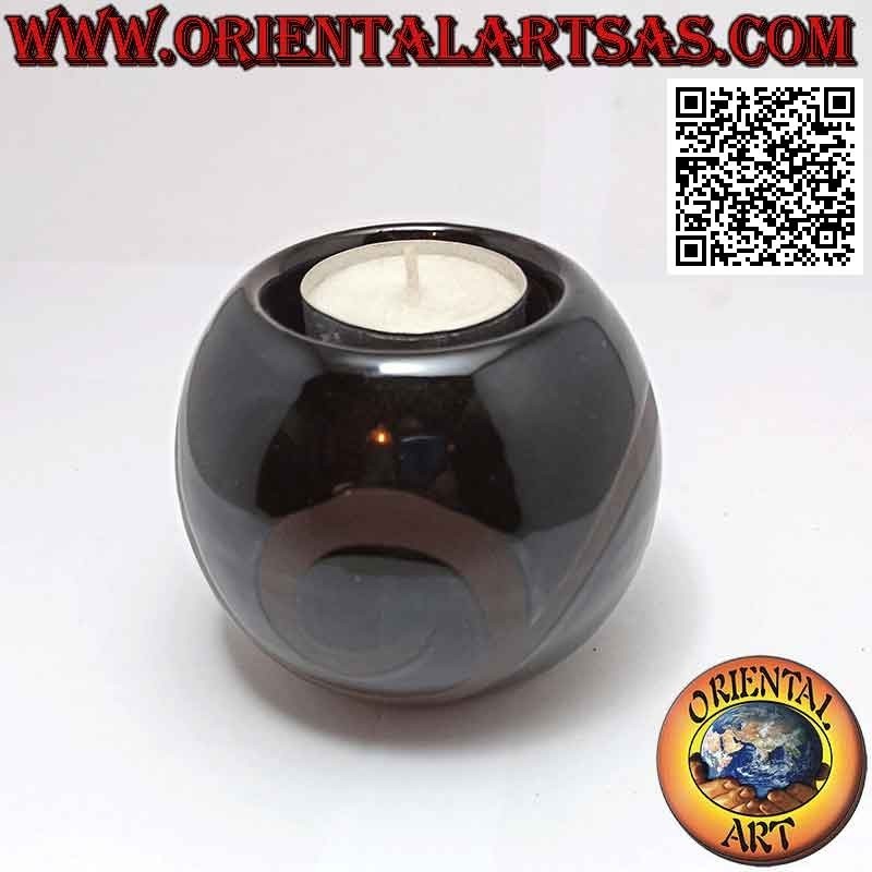 Portacandele sferico con candela in ceramica