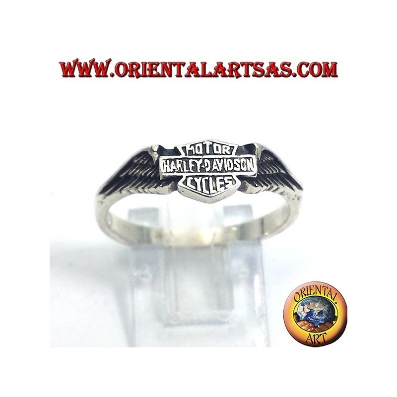 Silver ring Harley Davidson with wings
