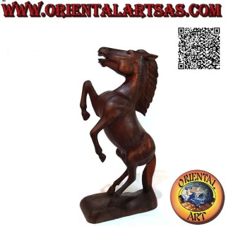 50 cm "Ferrari" rampant horse sculpture in suar wood (hand-sculpted from a single block)