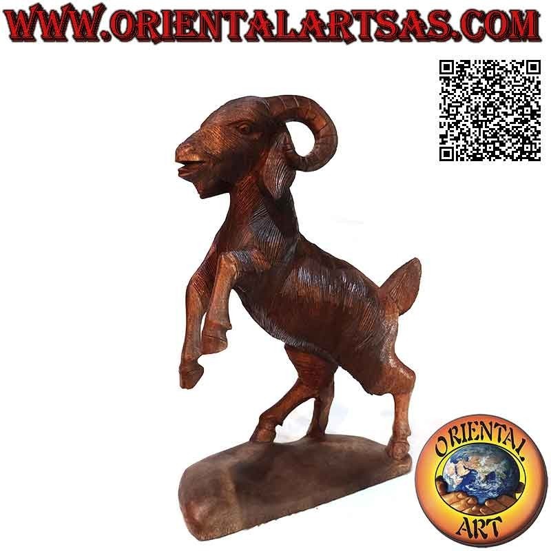 Ram or RAM rampant sculpture in suar wood of 43 cm (hand carved from a single block)