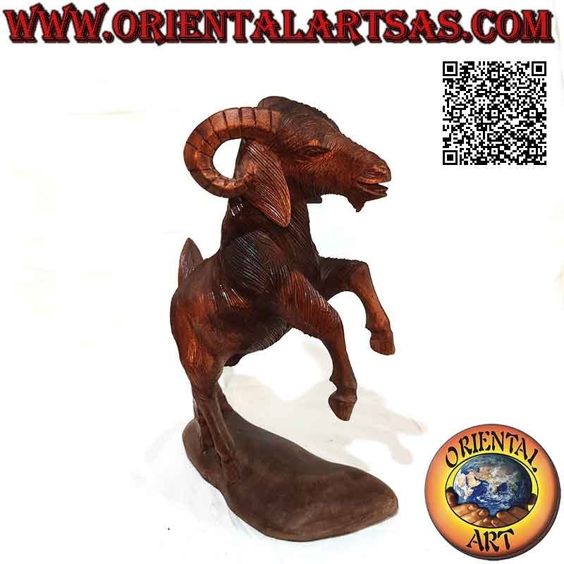 Ram oder Ram wuchernde Skulptur aus Suarholz von 43 cm (handgeschnitzt aus einem einzigen Block)