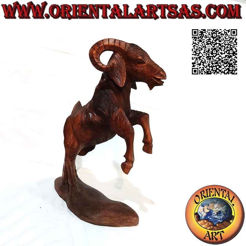 Ram or RAM rampant sculpture in suar wood of 43 cm (hand carved from a single block)