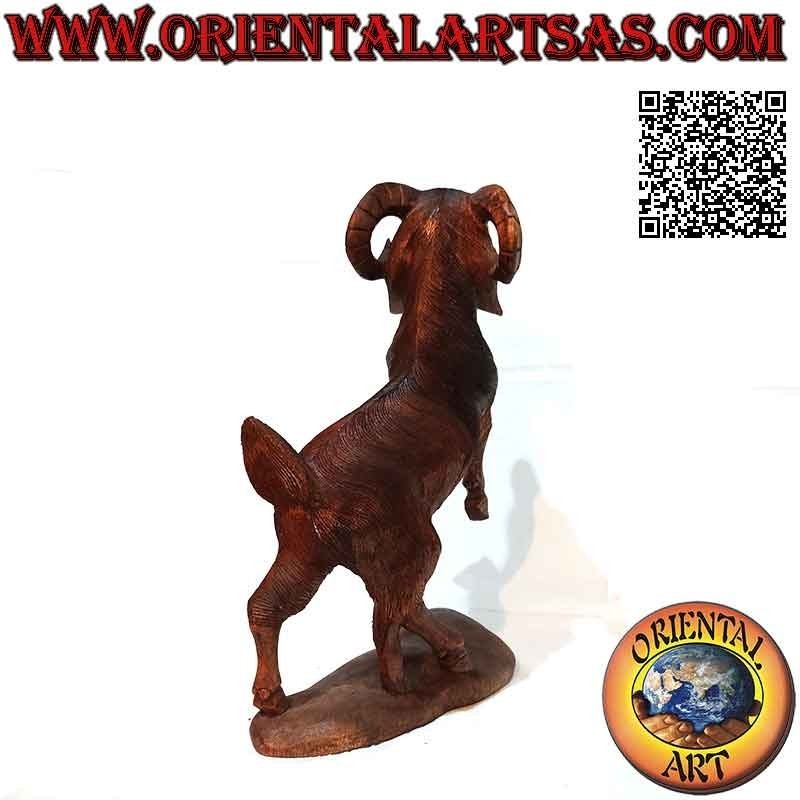 Ram or RAM rampant sculpture in suar wood of 43 cm (hand carved from a single block)