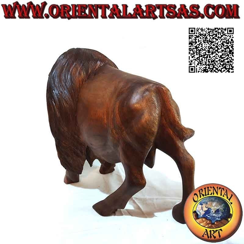 Scultura bisonte americano in legno di suar da 29 cm (scolpita a mano da un unico blocco)