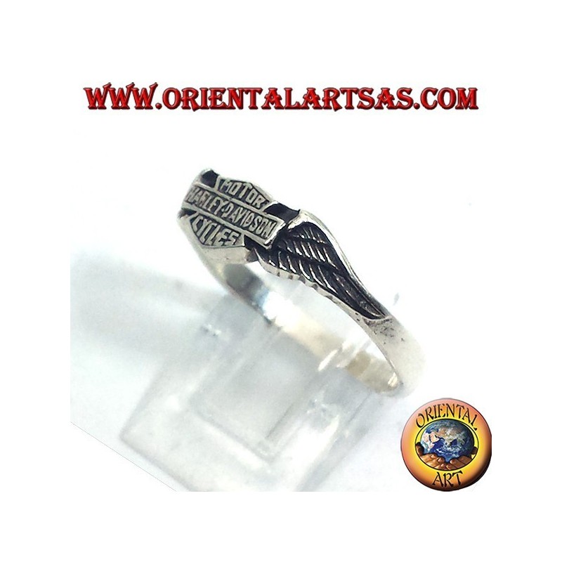 Anillo de plata de Harley Davidson con las alas