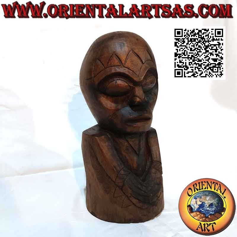 Neuseeländische Maori-Kopfskulptur aus Teakholz 32 cm (einzelner Block)