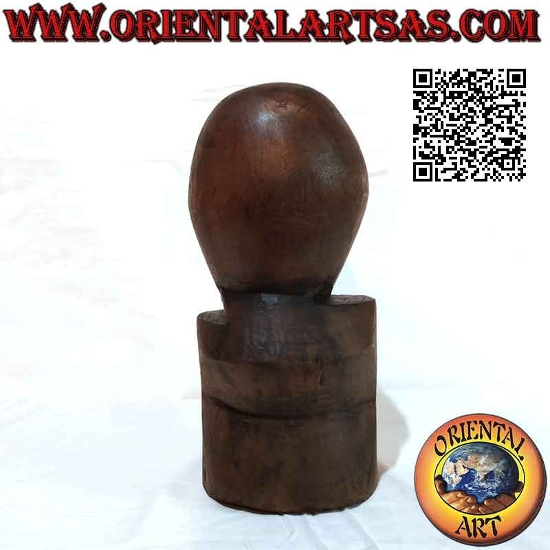 Escultura de cabeza maorí de Nueva Zelanda en madera de teca de 32 cm (bloque único)