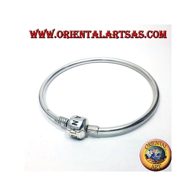 bracciale in argento, rigido liscio per charms