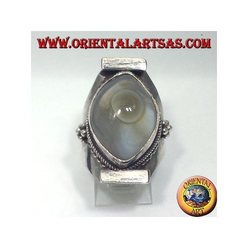 bague en argent avec agate oeil de Shiva