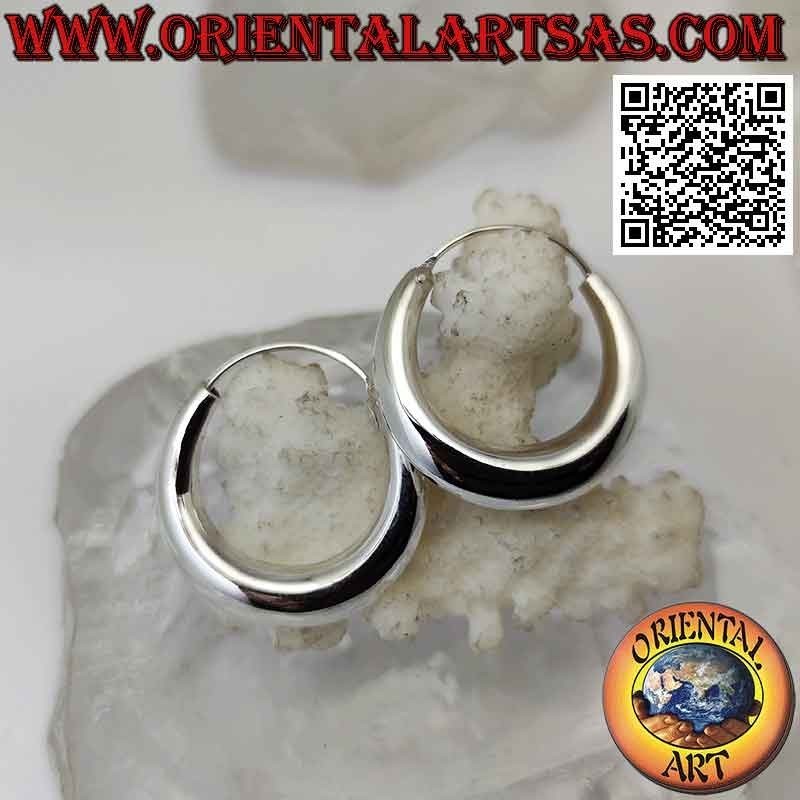 Orecchini in argento, cerchi lisci semplici a mezzaluna stretta da 26 mm (classica)