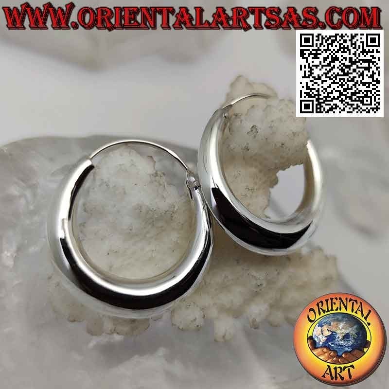 Pendientes de plata, círculos lisos simples de media luna estrecha de 26 mm (clásicos)