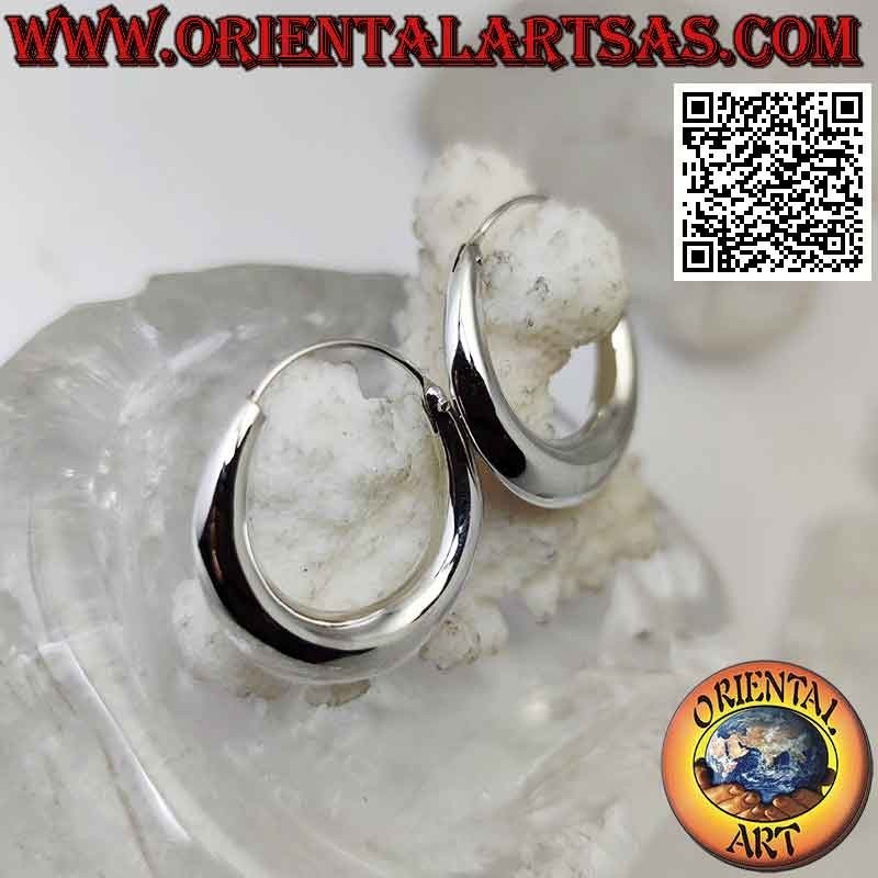 Pendientes de plata, círculos lisos simples de media luna estrecha de 26 mm (clásicos)