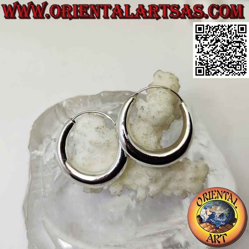 Pendientes de plata, círculos lisos simples de media luna estrecha de 26 mm (clásicos)