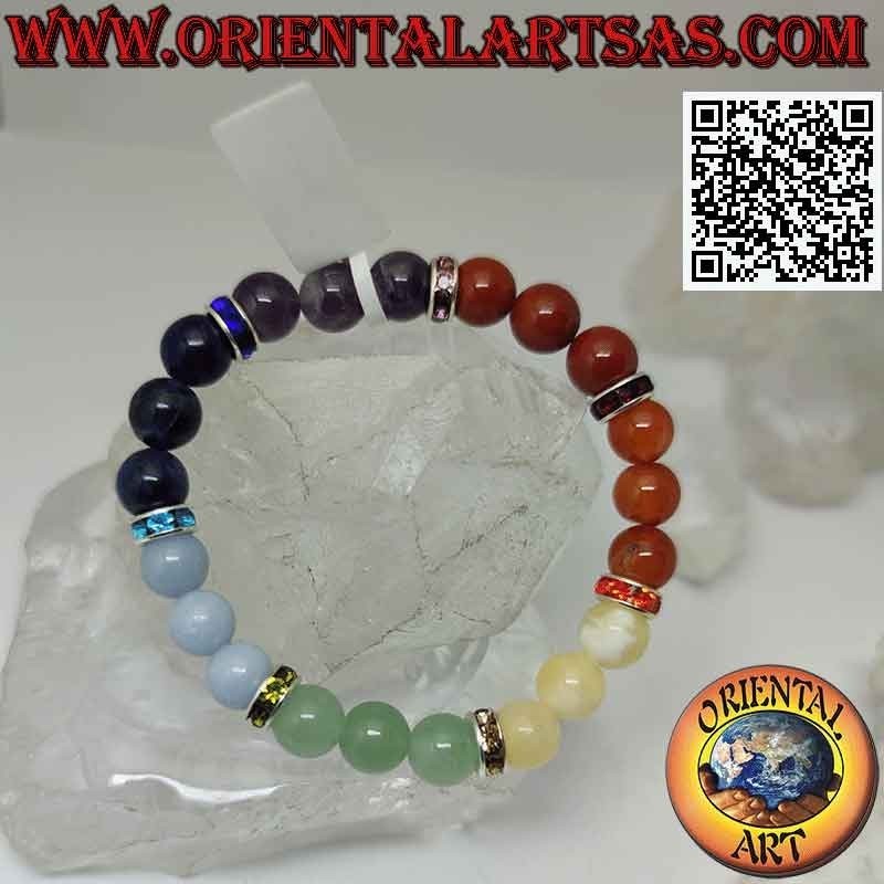 Seven Chakra Natural Stone Bracelet | 8mm Elastic