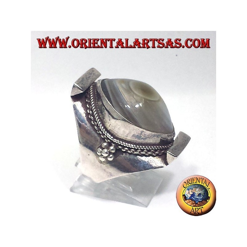bague en argent avec agate oeil de Shiva