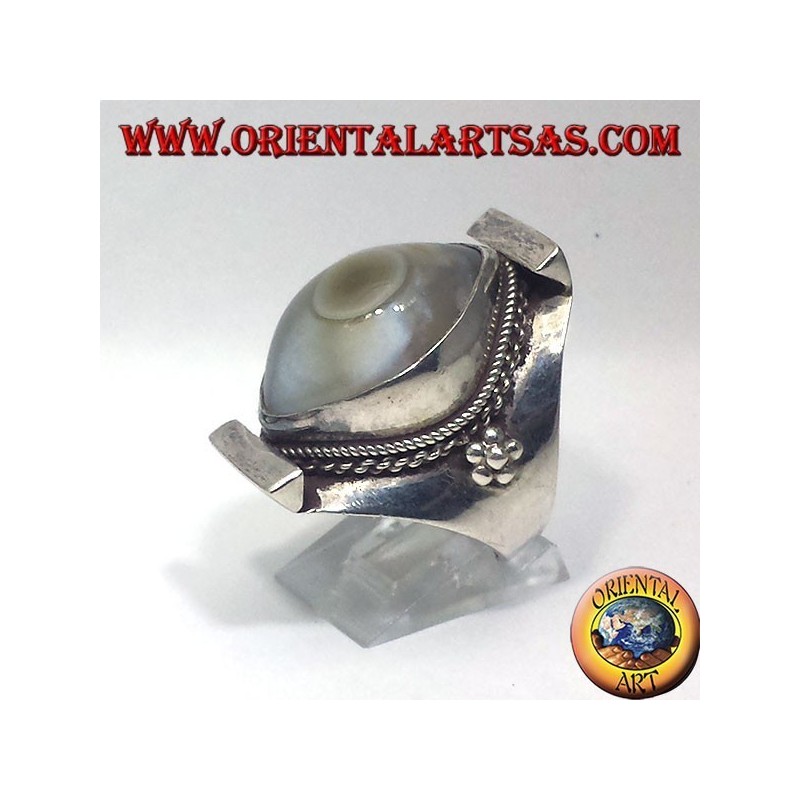 anillo de plata con ágata ojo de Shiva