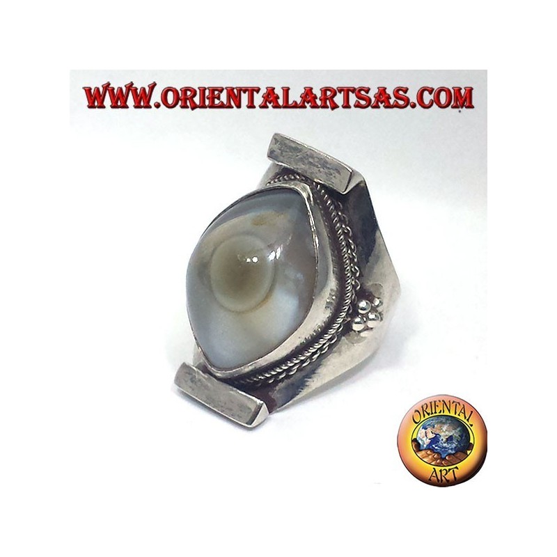 bague en argent avec agate oeil de Shiva