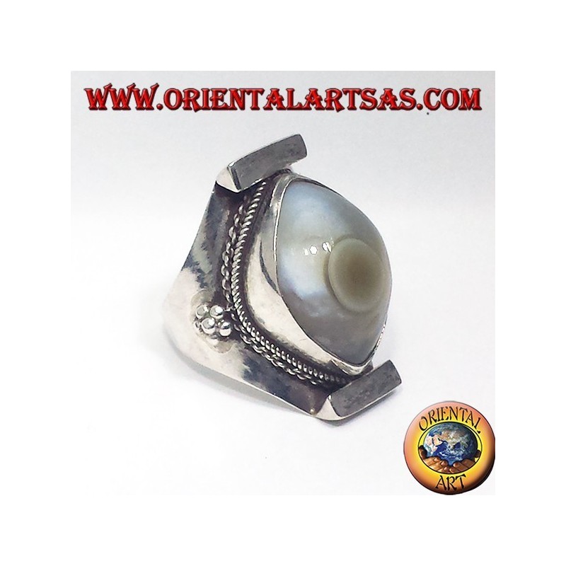 anillo de plata con ágata ojo de Shiva