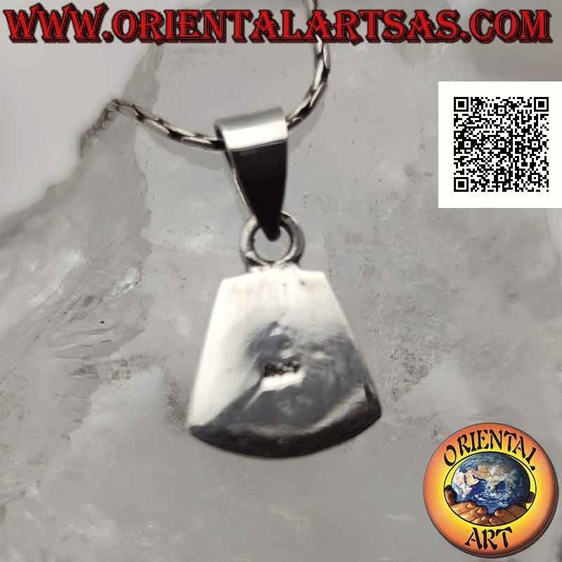 Silver pendant with wire curved isosceles trapezoid mother-of-pearl on smooth setting