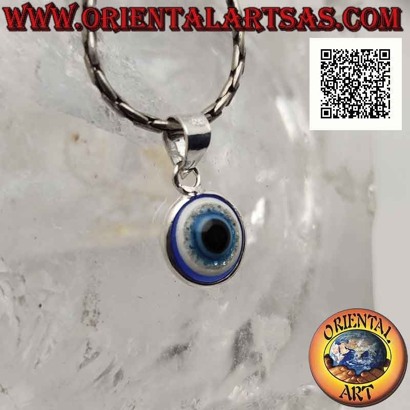 Silver pendant, the eye of Allah (amulet against evil eye and bad luck) 9 mm Ø