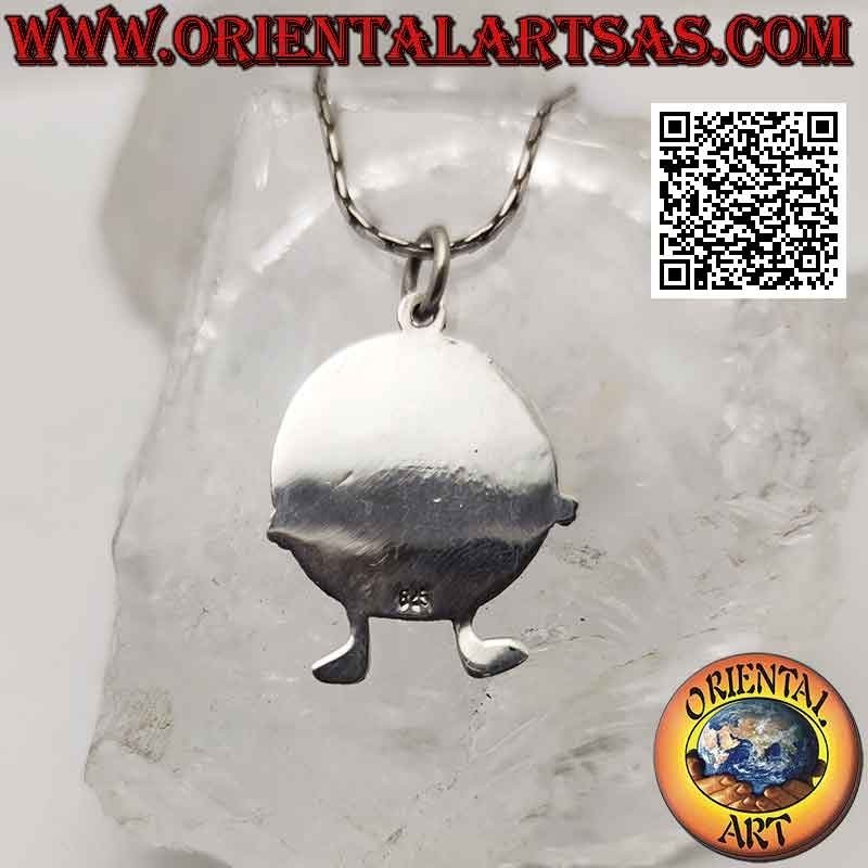 Silver pendant, the sun as a cartoon character