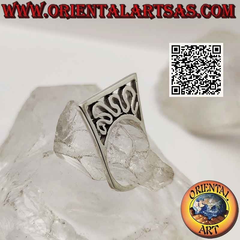 Bague en argent écrasé et saillant avec vague perforée