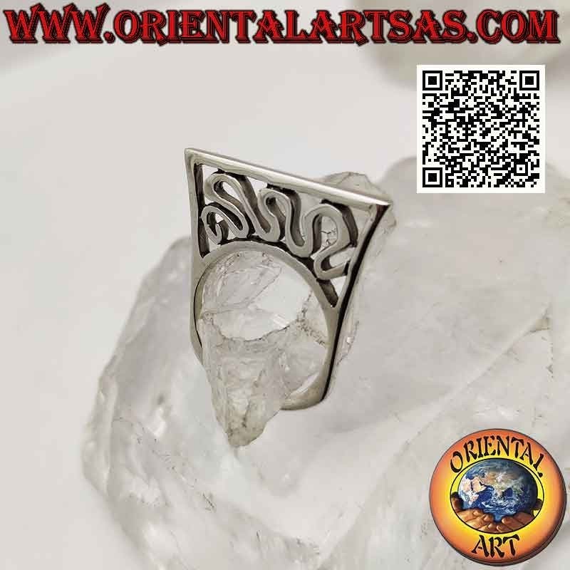 Anillo de plata triturado y sobresaliente con onda perforada