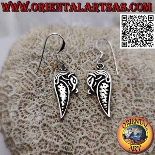 Silver earrings with stylized python with pendant profile
