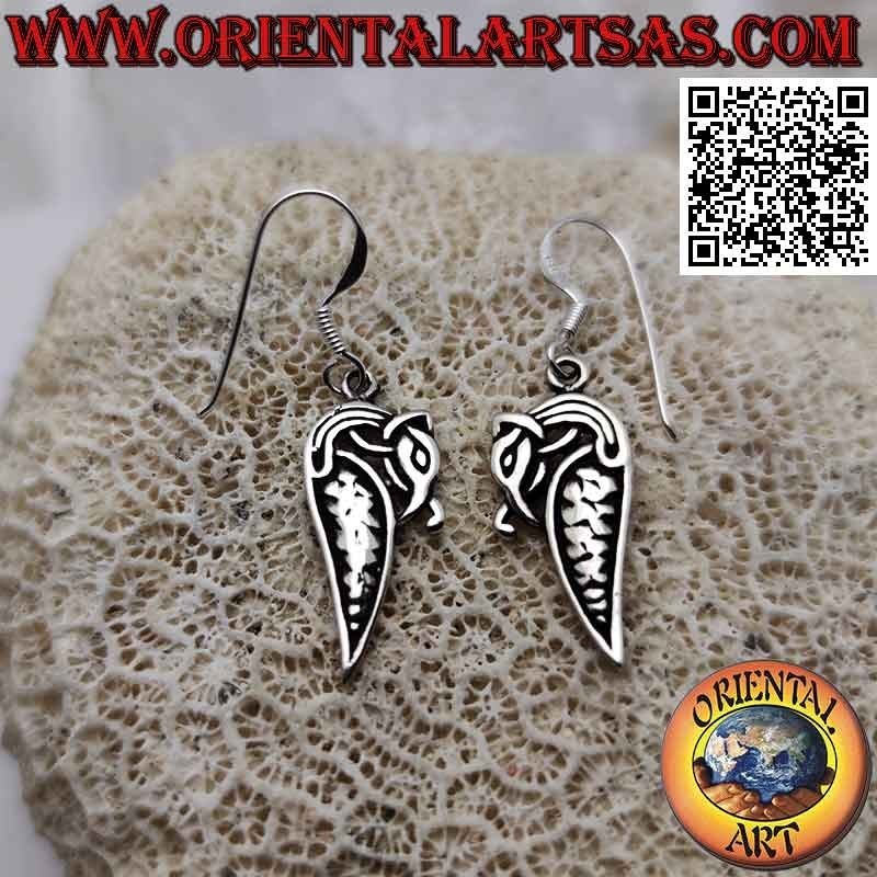 Silver earrings with stylized python with pendant profile