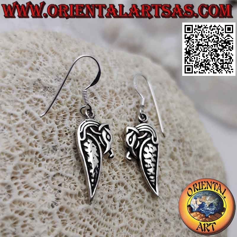 Boucles d'oreilles en argent avec python stylisé avec profil pendentif