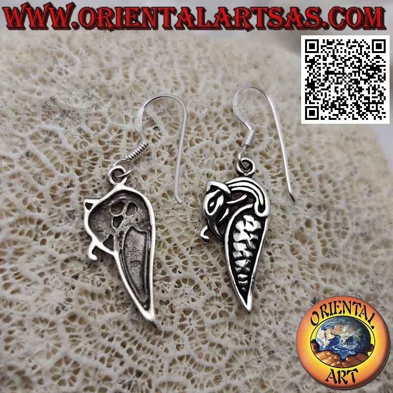 Boucles d'oreilles en argent avec python stylisé avec profil pendentif