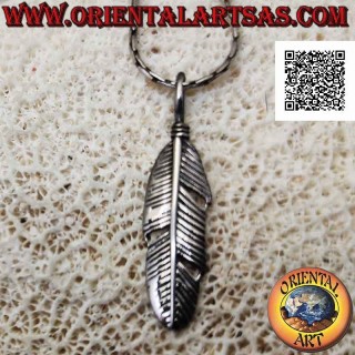 Colgante de plata con pluma de nativo americano (símbolo de purificación) 30 mm