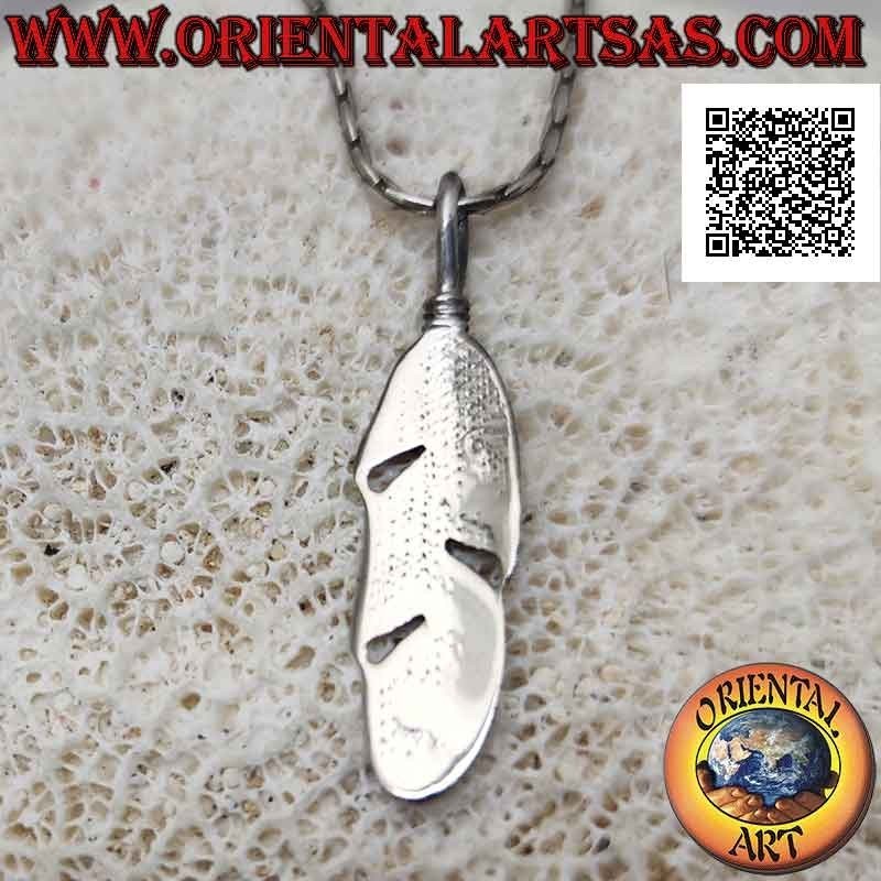 Pendentif plume amérindienne en argent (symbole de purification) 30 mm