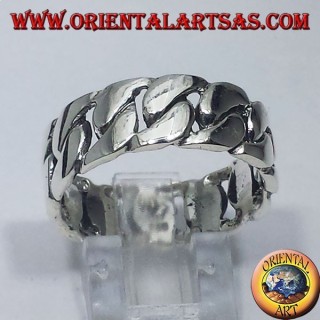 Anillo Banda Cadena Rígida Plata 925 - Joyería Hombre Oriental Art