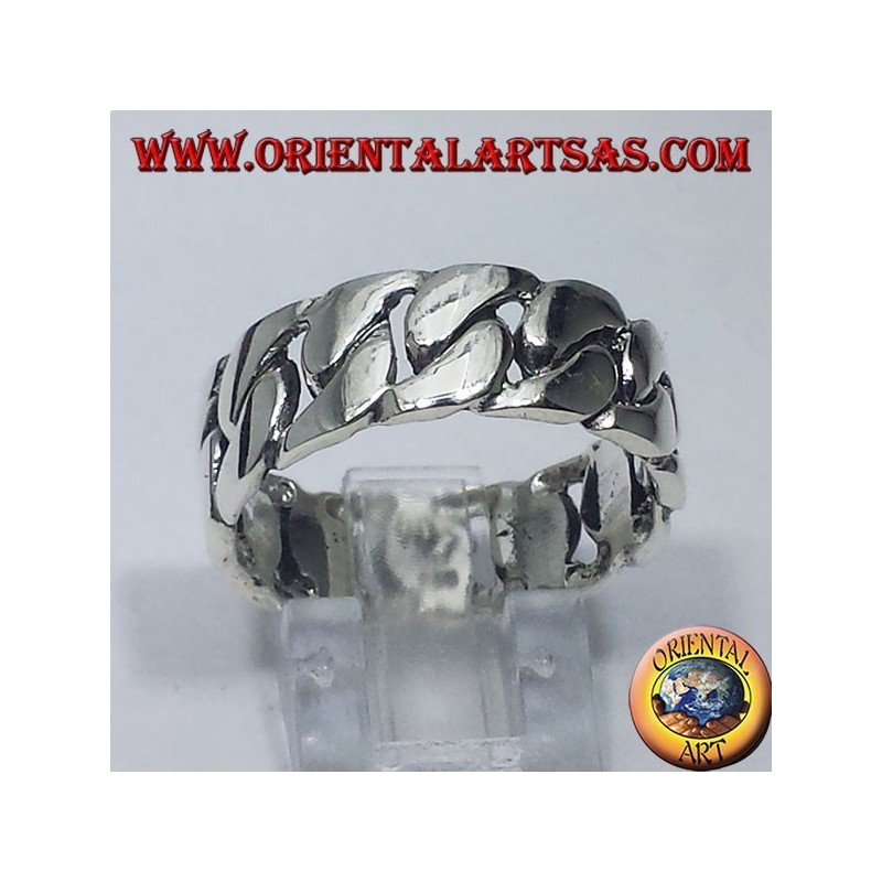 Rigid Chain Band Ring 925 Silver - Men's Jewelry Oriental Art