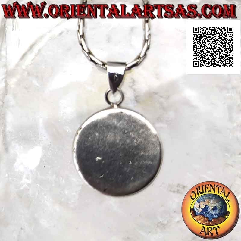 Pendentif plat 25 mm Ø yin yang "Tao" en argent serti de zircons noirs et blancs