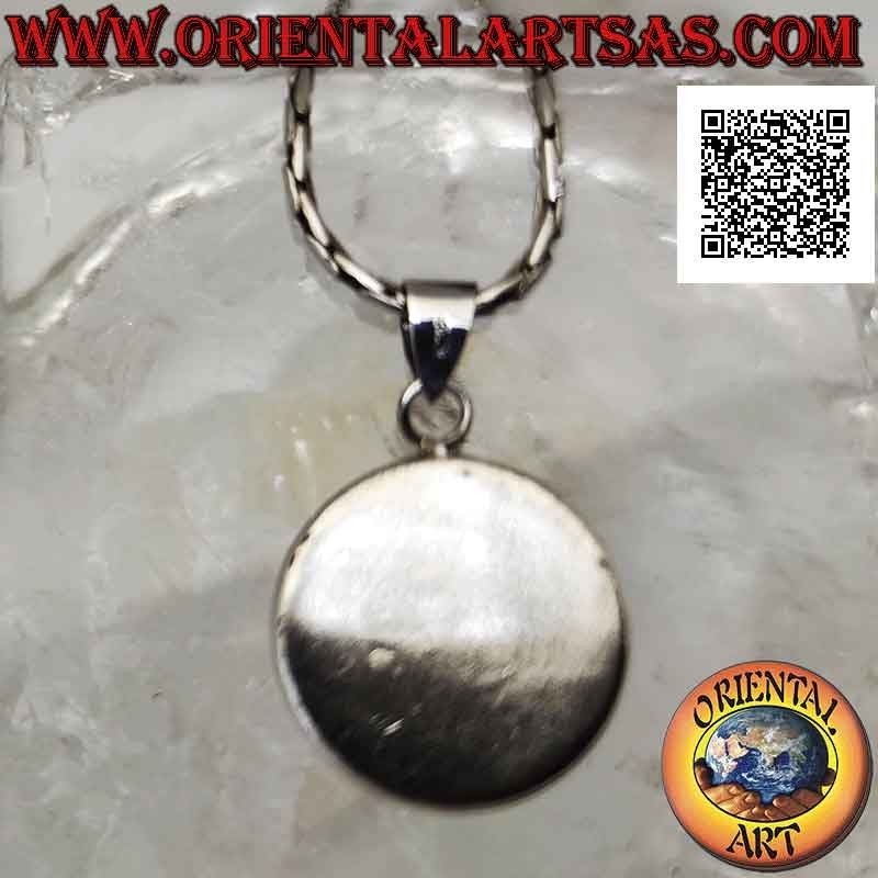 Pendentif plat 25 mm Ø yin yang "Tao" en argent serti de zircons noirs et blancs