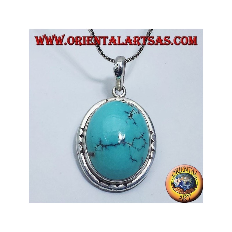 Colgante de plata con turquesa natural tibetano