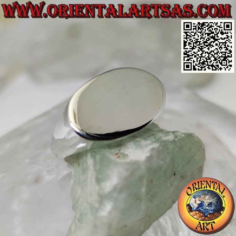 Flat cross oval smooth silver ring (12 x 20 mm)