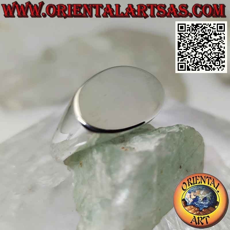 Anillo cruz plana ovalada plata lisa (12 x 20 mm)