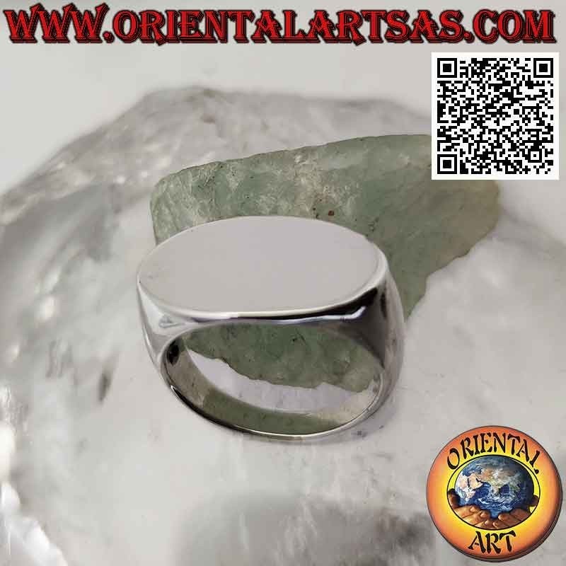 Anillo cruz plana ovalada plata lisa (12 x 20 mm)