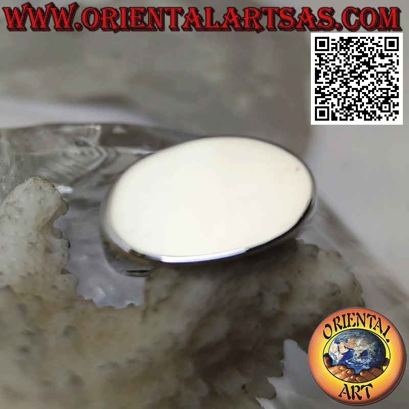 Flat cross oval smooth silver ring (12 x 20 mm)