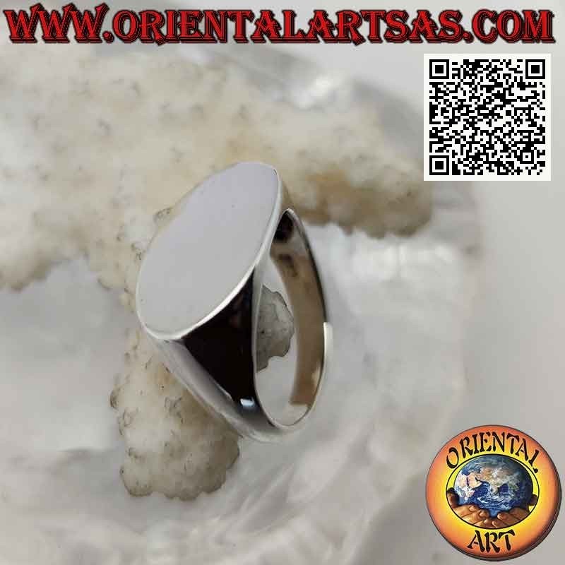 Anillo cruz plana ovalada plata lisa (12 x 20 mm)