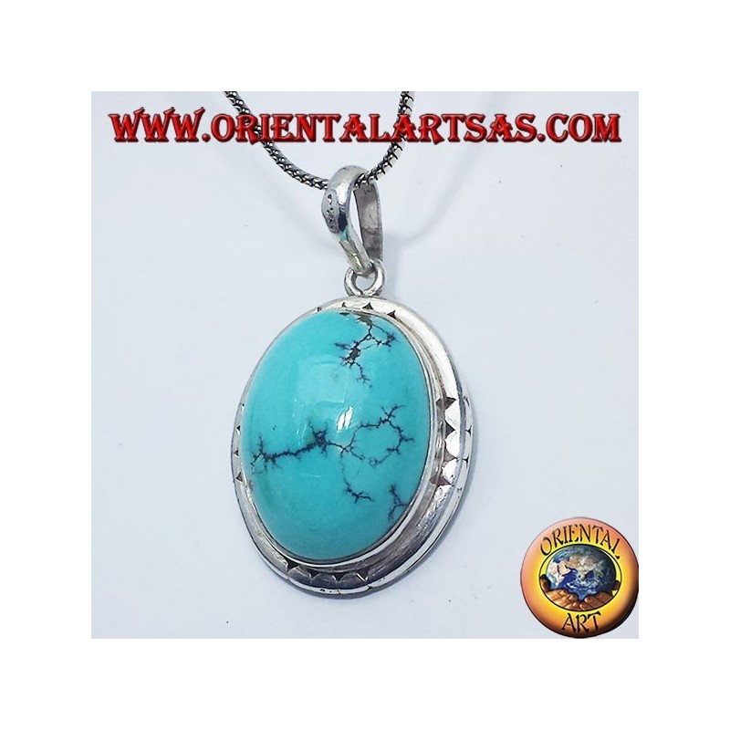 Colgante de plata con turquesa natural tibetano