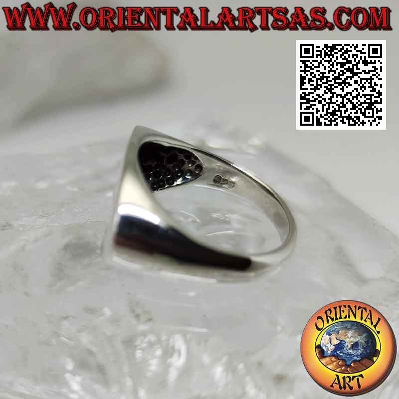 Anillo cruz plana ovalada plata lisa (12 x 20 mm)