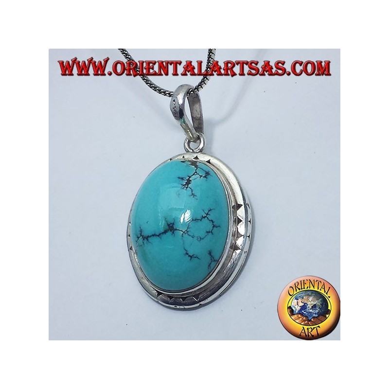 Colgante de plata con turquesa natural tibetano