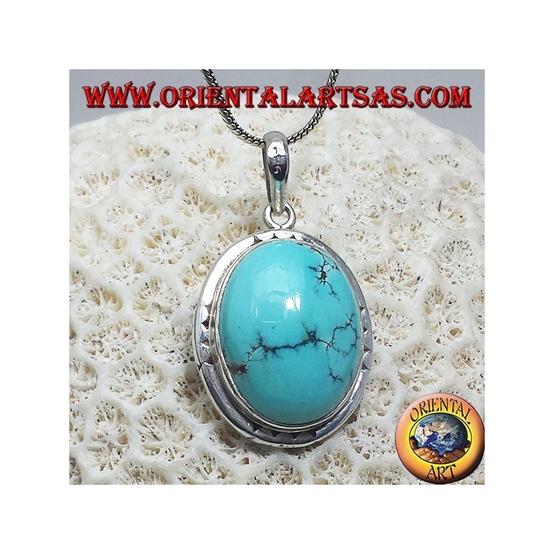 Colgante de plata con turquesa natural tibetano